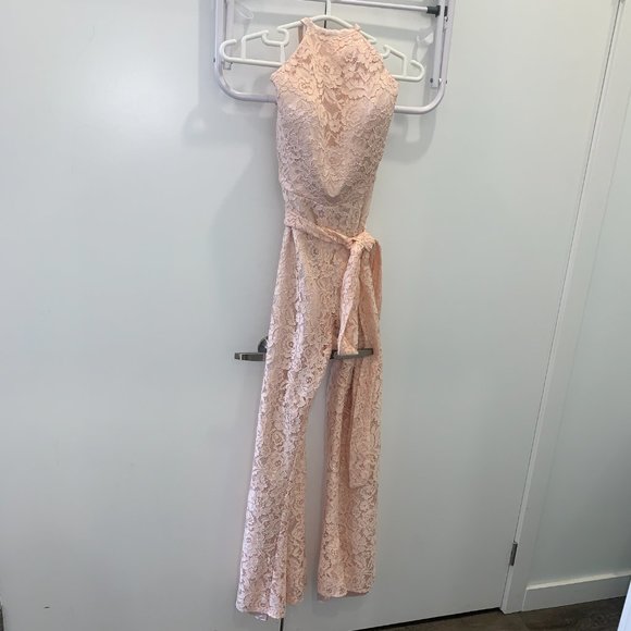 TBDress Halter Sashes Lace Bridesmaid Jumpsuit - Picture 2 of 16